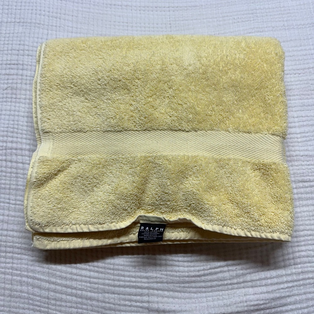 Vintage yellow Ralph Lauren Home Collection Bath Towel 48" X 28" made in the USA